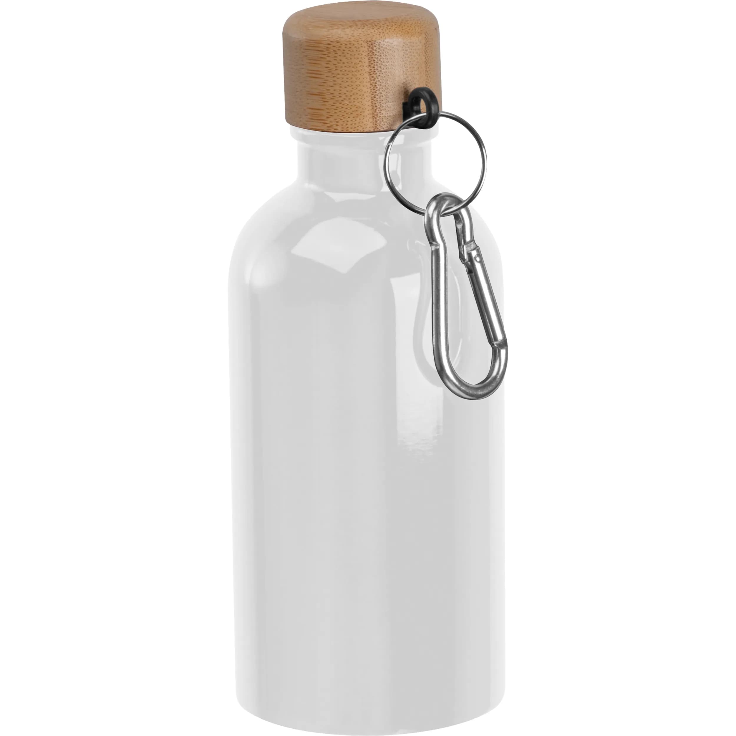 Edelstahltrinkflasche mit Karabiner, 400ml MARILYN - weiss