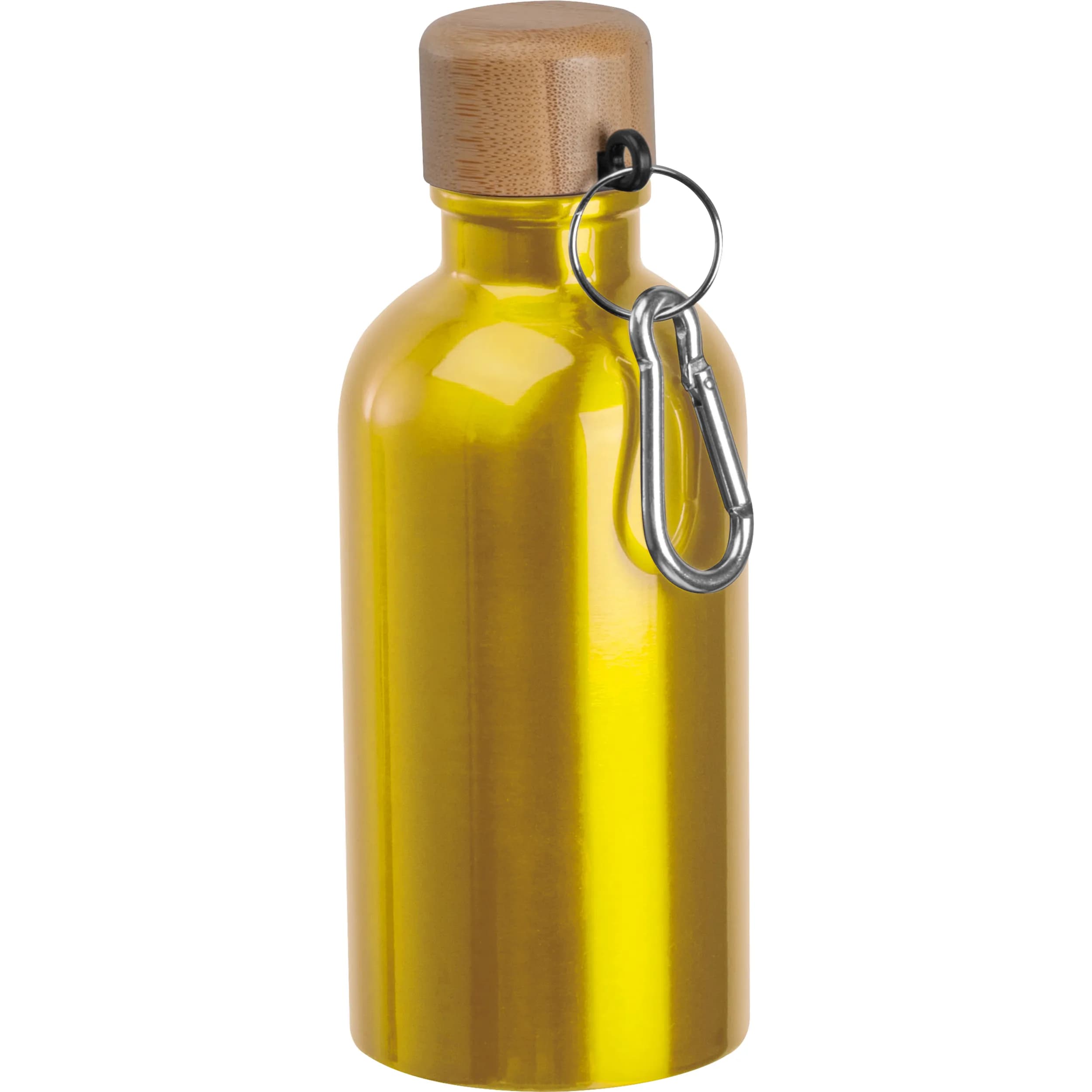 Edelstahltrinkflasche mit Karabiner, 400ml MARILYN - gelb