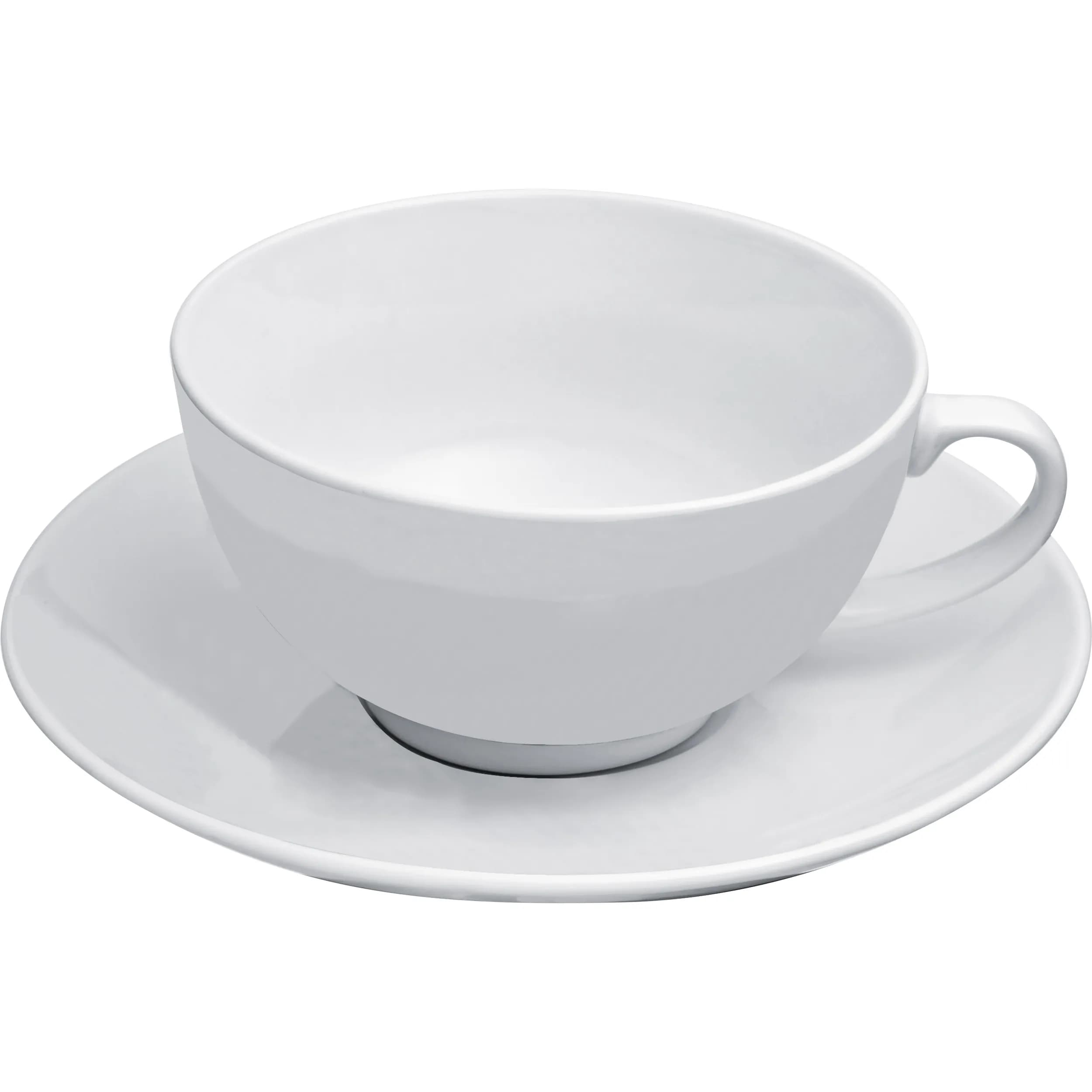 Teekanne mit Tasse und Untersetzer aus Porzellan ELIAS - weiss