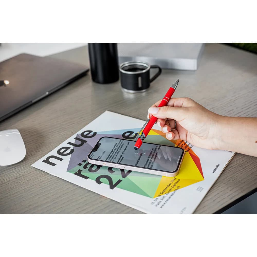 Kugelschreiber mit Gehäuse aus recyceltem Aluminium (100% rAL) und Touch-Pen Druckknopf - NEIL - Schwarz