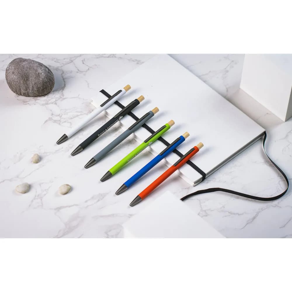 Kugelschreiber aus recyceltem Aluminium (100 % rAL) mit Gummibeschichtung - ZYLEN - Schwarz