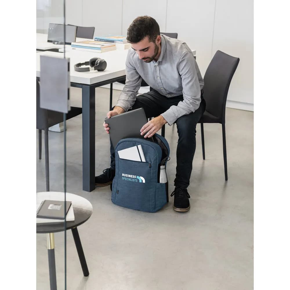 Laptop-Rucksack aus 300D recyceltes Polyester - BUSINESS - Blau
