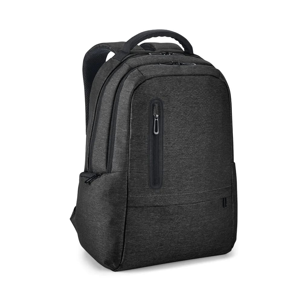 Wasserabweisender 2Tone-Laptop-Rucksack aus recyceltem Nylon mit 210D-Fach - RE-BOSTON - Schwarz