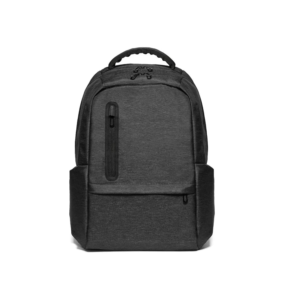 Wasserabweisender 2Tone-Laptop-Rucksack aus recyceltem Nylon mit 210D-Fach - RE-BOSTON - Schwarz