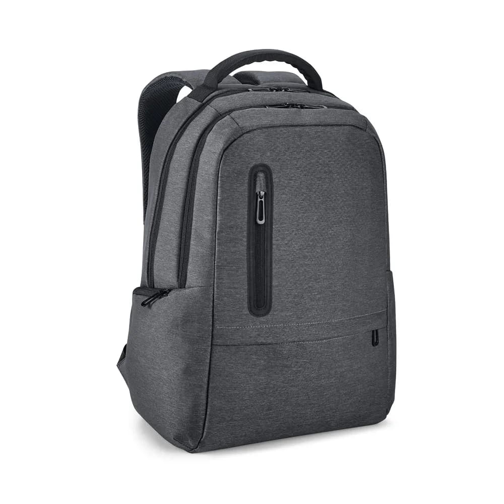 Wasserabweisender 2Tone-Laptop-Rucksack aus recyceltem Nylon mit 210D-Fach - RE-BOSTON - Dunkelgrau