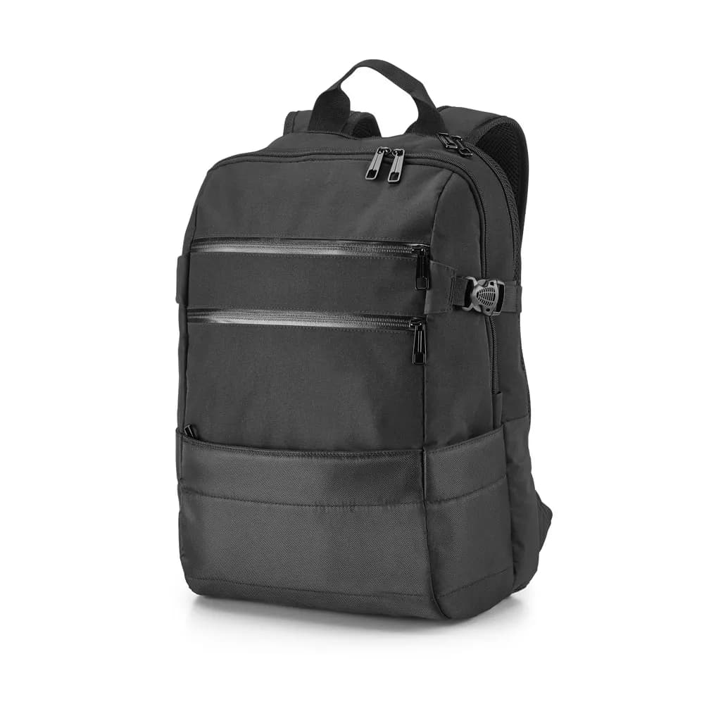 Laptop-Rucksack 15.6 aus 300D Polyester und 840D Jacquard - ZIPPERS BPACK - Schwarz