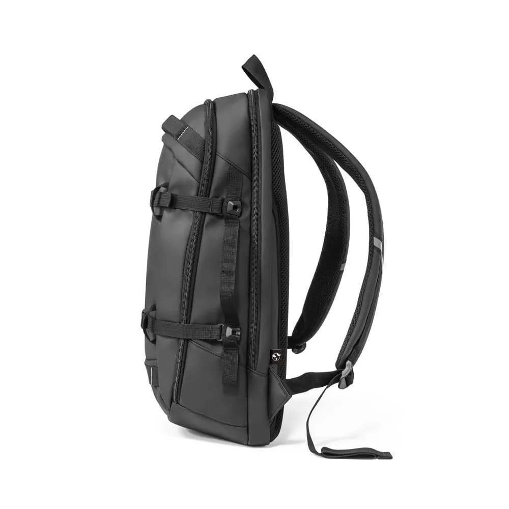 Laptop-Rucksack aus 900D hochdichtem recyceltem Polyester mit wasserdichter Beschichtung und 210D Futter aus recyceltem Polyester 173 - KAMPALA - Schwarz