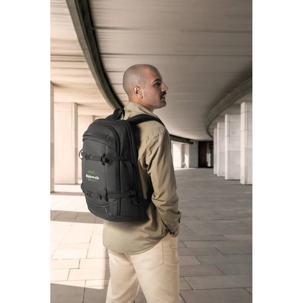 Laptop-Rucksack aus 900D hochdichtem recyceltem Polyester mit wasserdichter Beschichtung und 210D Futter aus recyceltem Polyester 173 - KAMPALA - Schwarz