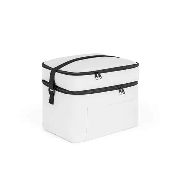 Kühltasche aus 600D, recyceltem Polyester, mit verstellbarem Gurtband 14 L - CANCUN LARGE - Weiß