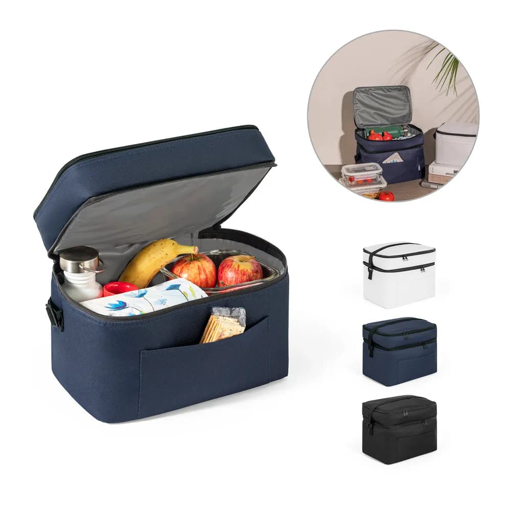 Kühltasche aus 600D, recyceltem Polyester, mit verstellbarem Gurtband 14 L - CANCUN LARGE - Schwarz