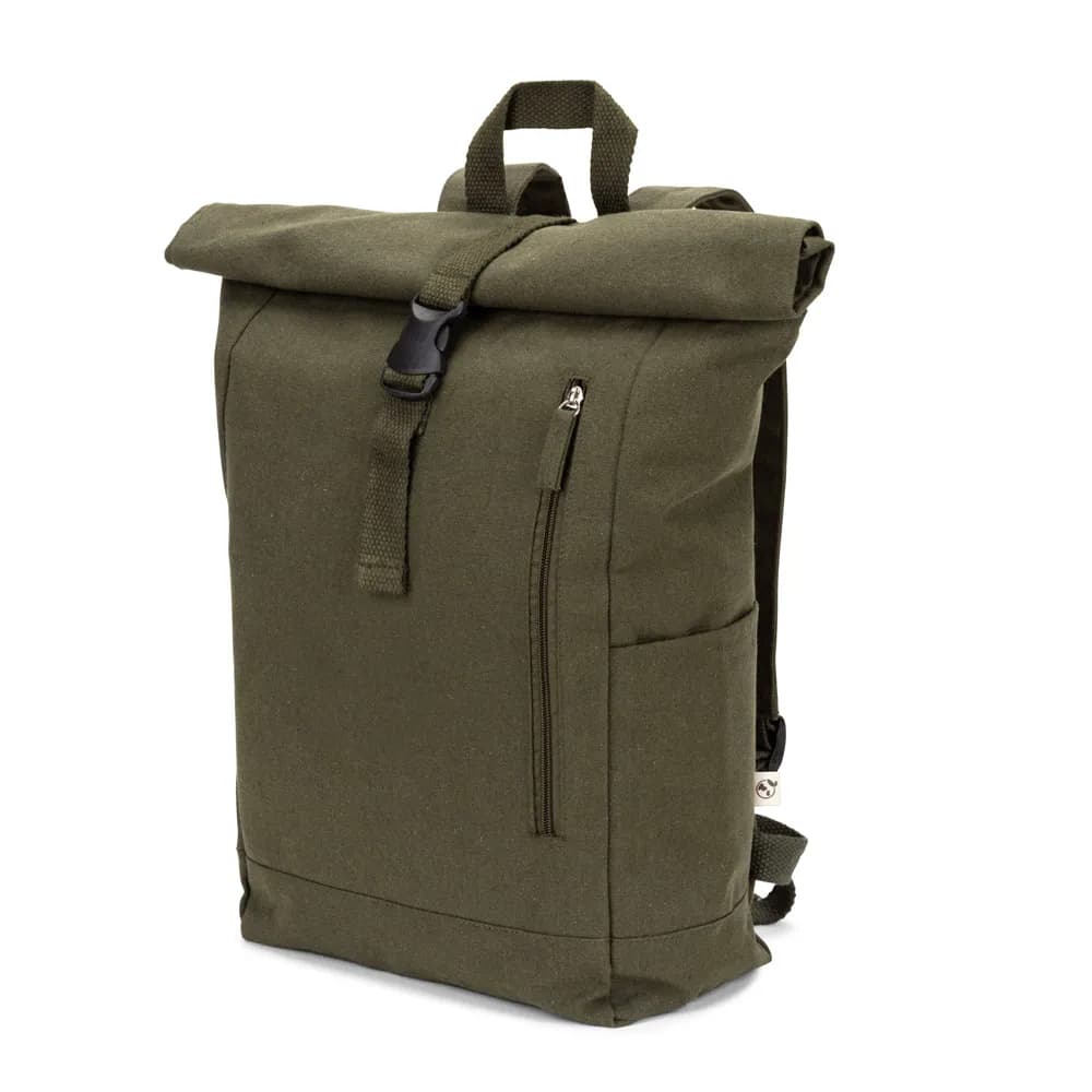 Roll-Top-Rucksack aus recyceltem Baumwolle und recyceltem Polyester (380 g/m²) - SAINT - Dunkelgrün