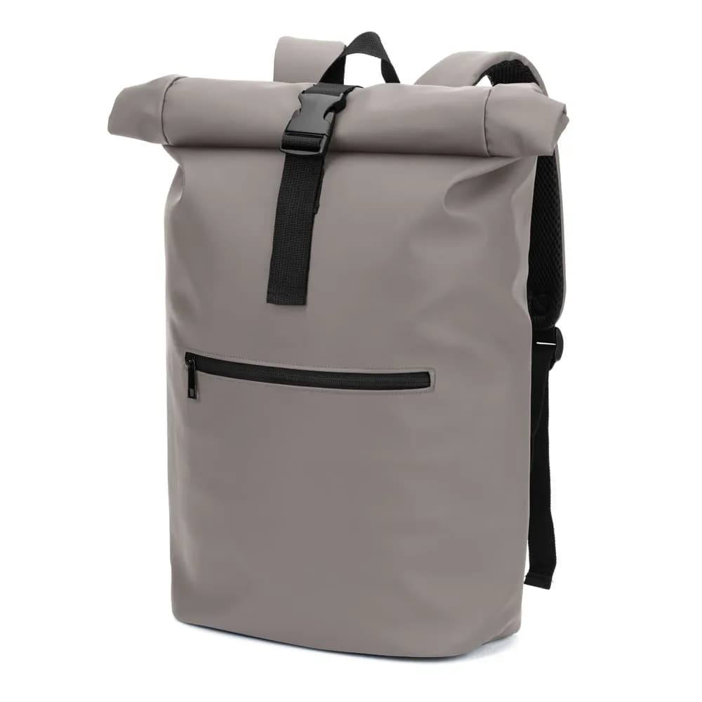 Roll-Top-Rucksack aus PU mit Laptopfach, 16 - PORTLAND - Grau
