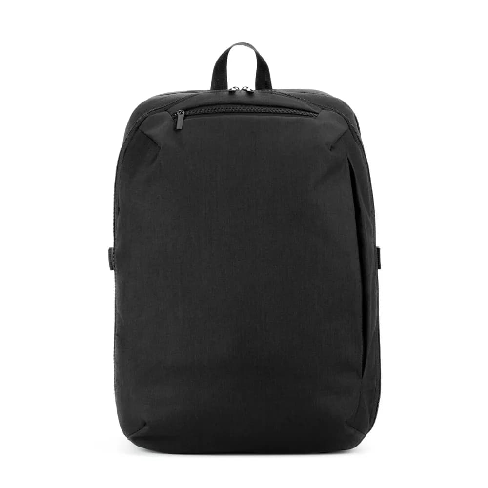 Rucksack mit komplett öffnendem Fach aus recyceltem 300D Polyester, 16 - UDINE - Schwarz
