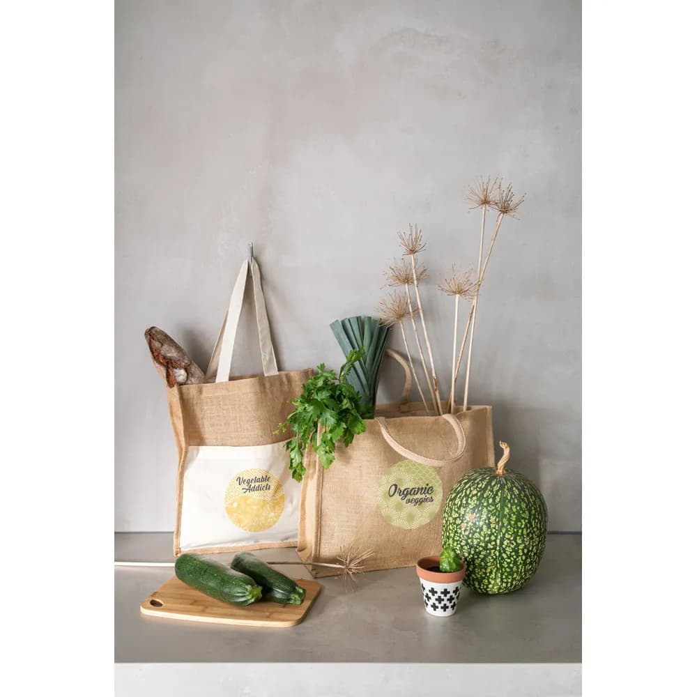 Jutetasche (240 g/m²) und Tasche aus 100% Baumwolle (140 gm²) - BRAGA - Natur