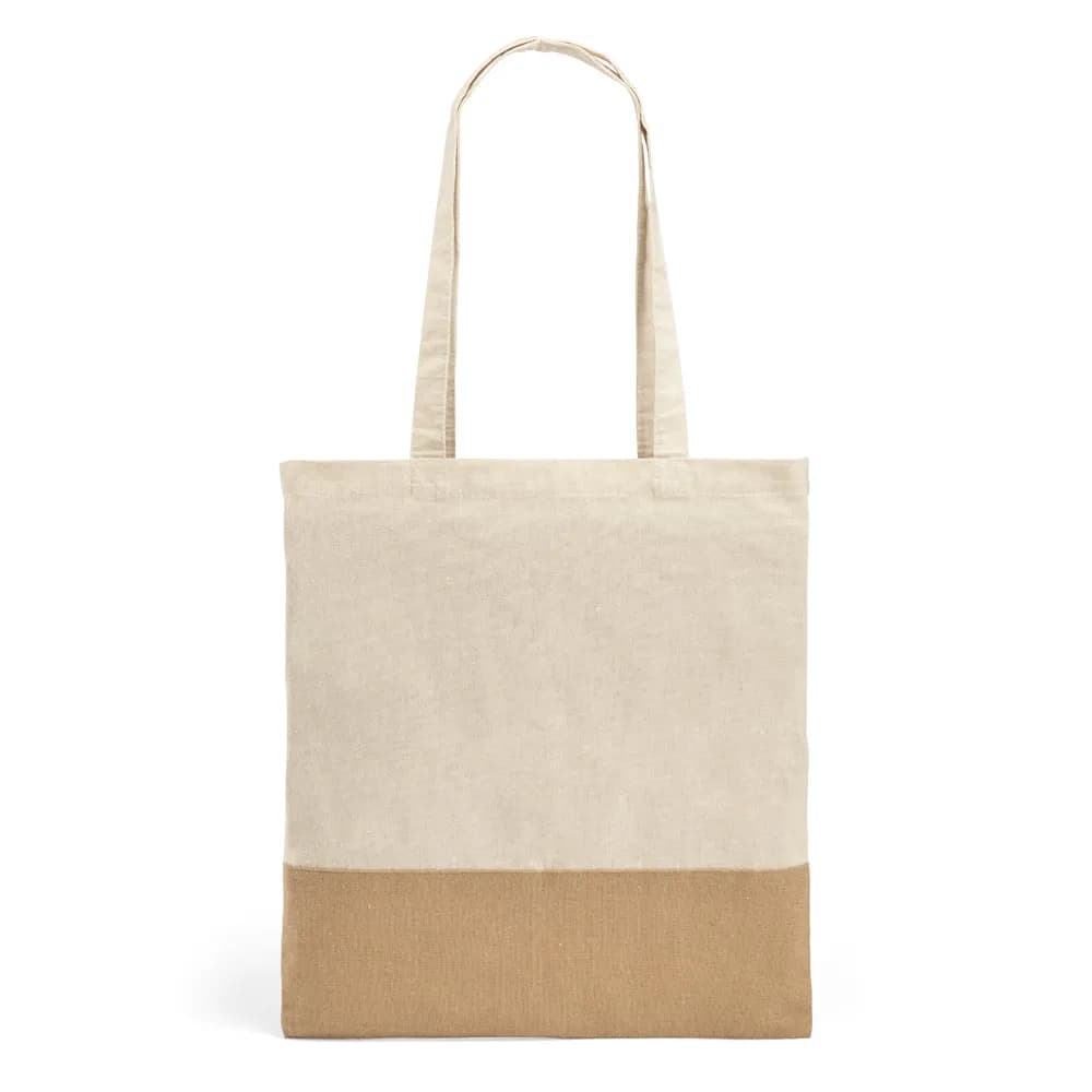 Tasche aus 100% Baumwolle (160 g/m²) mit Details aus Jute-Imitat - MERCAT - Natur