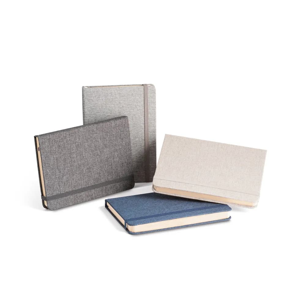 A5 Notizbuch aus recyceltem Polyester (100% rPET) mit linierten Blättern - BOYD - Schwarz