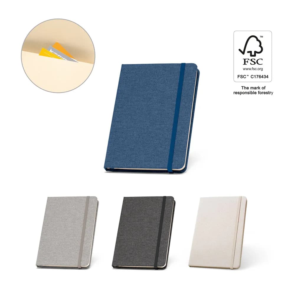 A5 Notizbuch aus recyceltem Polyester (100% rPET) mit linierten Blättern - BOYD - Schwarz