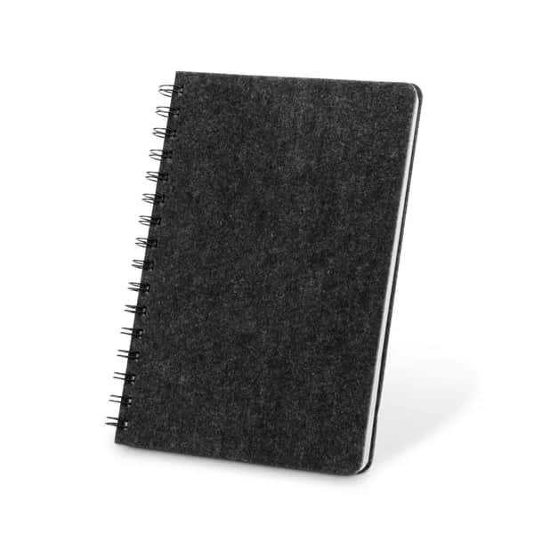 A5-Ringbuch mit flexiblem Einband aus recyceltem Filz (100% rPET) mit linierten Seiten - MISHIMA - Dunkelgrau
