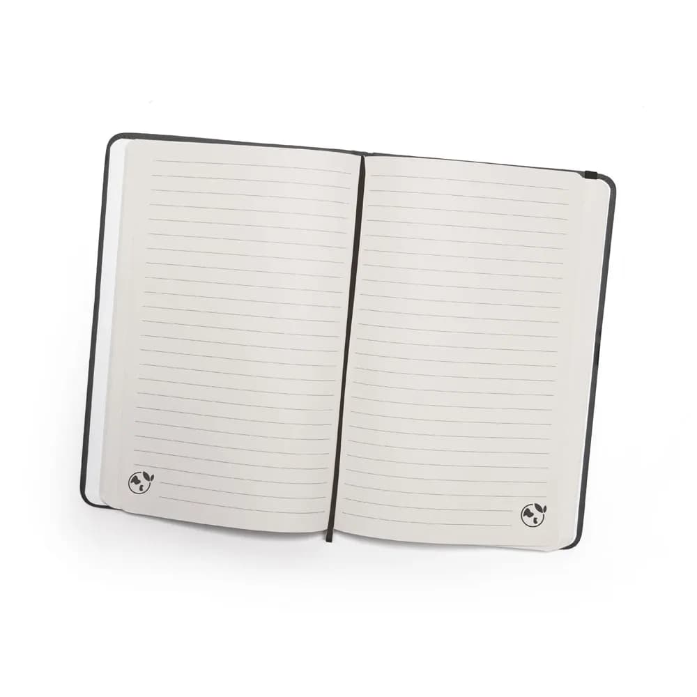 A5 Notizbuch mit festem Einband aus PU (35% recycelt) mit linierten Seiten aus 100 % recyceltem - CAMPUS - Schwarz