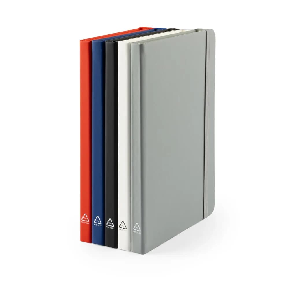 A5 Notizbuch mit festem Einband aus PU (35% recycelt) mit linierten Seiten aus 100 % recyceltem - CAMPUS - Schwarz