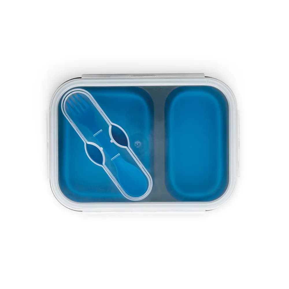 Faltbare hermetische Frischhaltebox aus Silikon und PP (480 und 760 mL) - DILL - Blau