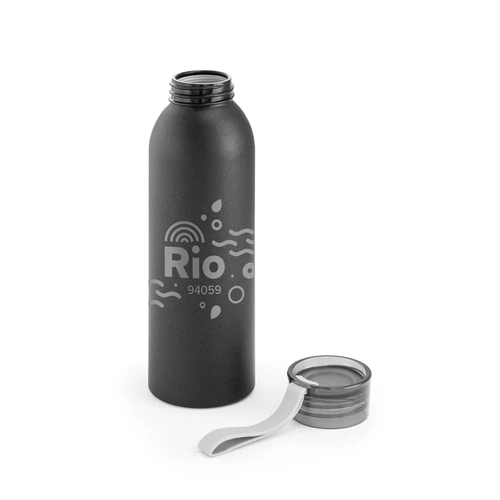 Recycelt Aluminium (100% rAL) flasche mit PP-Verschluss 660 mL - RIO - Schwarz