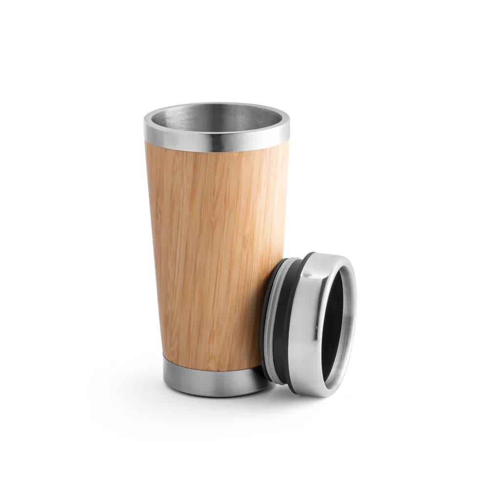 Reisebecher aus Bambus und Edelstahl 500 ml - PIETRO - Natur