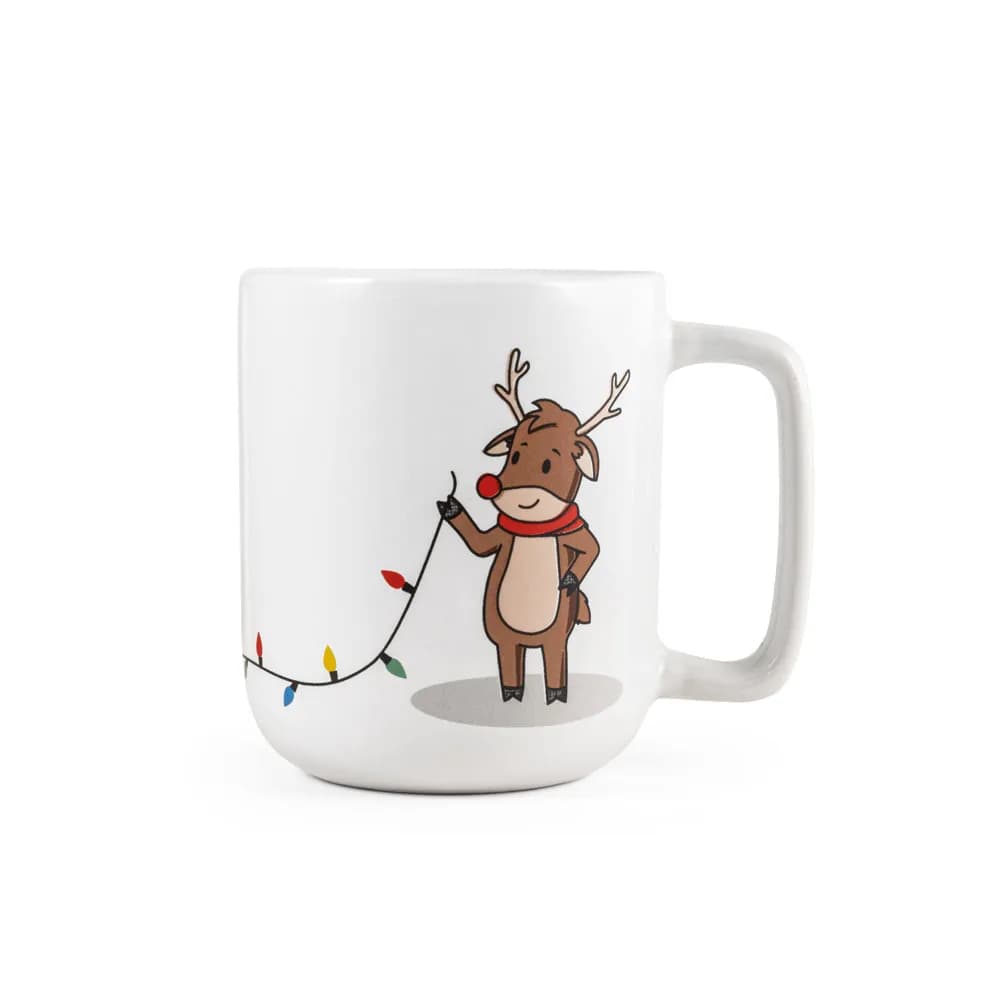Becher mit Weihnachtsdruck 330 ml - REINDEER - Weiß