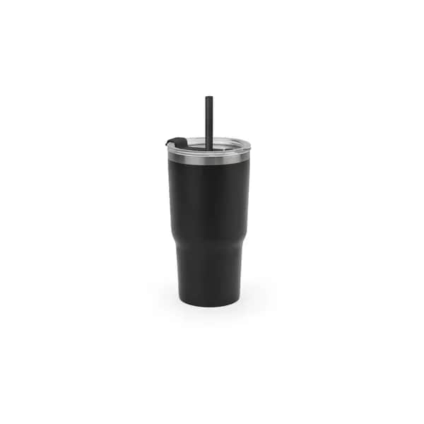Kompakter Reisebecher aus Edelstahl (91 % recycelt) mit vakuumisolierter Doppelwand und matter Oberfläche 600 ml - JOYNER M - Schwarz