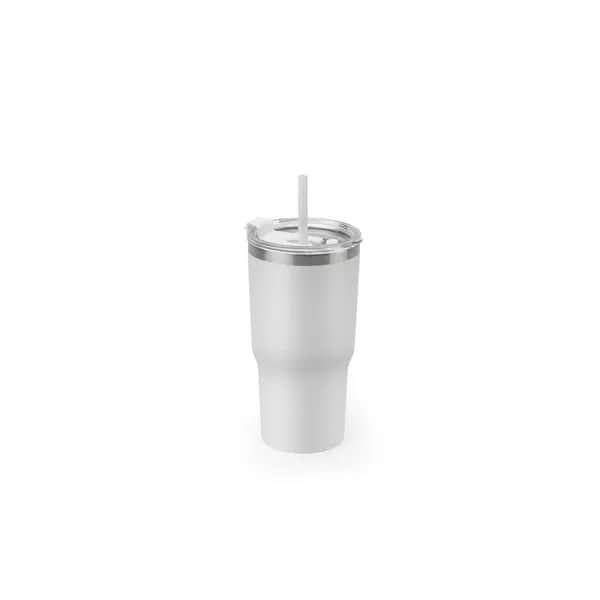 Kompakter Reisebecher aus Edelstahl (91 % recycelt) mit vakuumisolierter Doppelwand und matter Oberfläche 600 ml - JOYNER M - Weiß