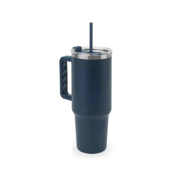 Grosser Reisebecher aus Edelstahl (91 % recycelt) mit vakuumisolierter Doppelwand und matter Oberfläche 1300 ml - JOYNER XL - Dunkelblau
