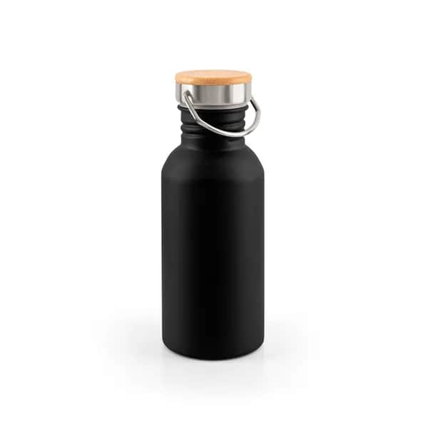 Edelstahlflasche (90 % recycelt) mit einwandiger Ausführung - EWING - Schwarz