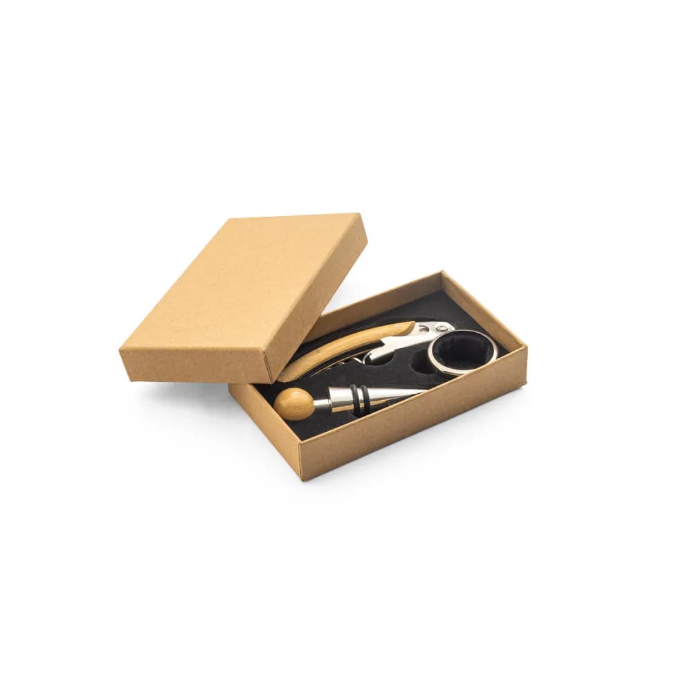 Weinset aus Bambus und Edelstahl - SAVORY - Natur