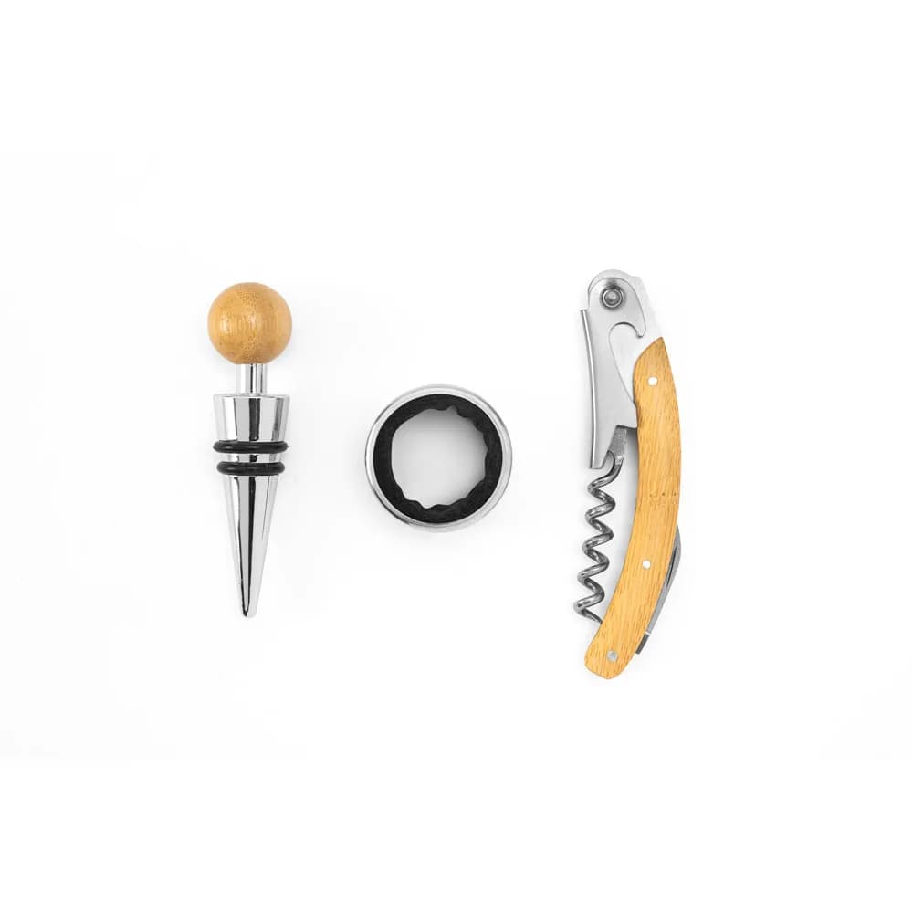 Weinset aus Bambus und Edelstahl - SAVORY - Natur