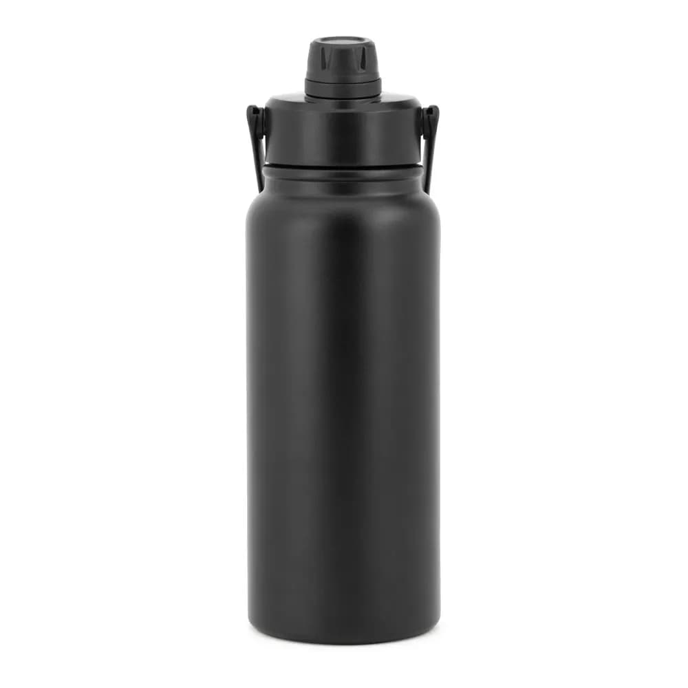 Flasche aus Edelstahl (90 % recycelt), doppelwandig vakuumisoliert - ALCARAZ - Schwarz