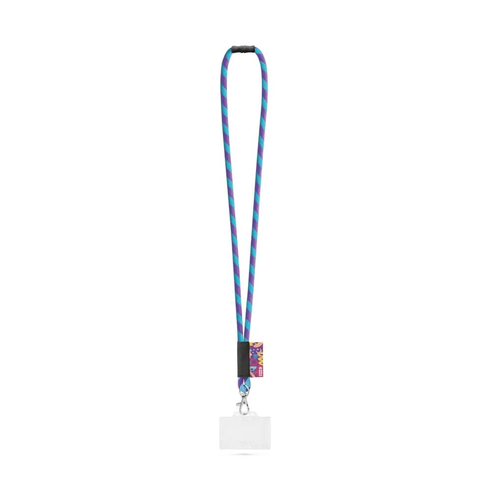 SET Lanyard Tube Long (Ø 7 mm) mit 9 mm Auslösekarabiner, Ø 7 mm Sicherheitsverschluss und 91 x 68 mm starrem Ausweis-/Kartenhalter - WATFORD - Lila
