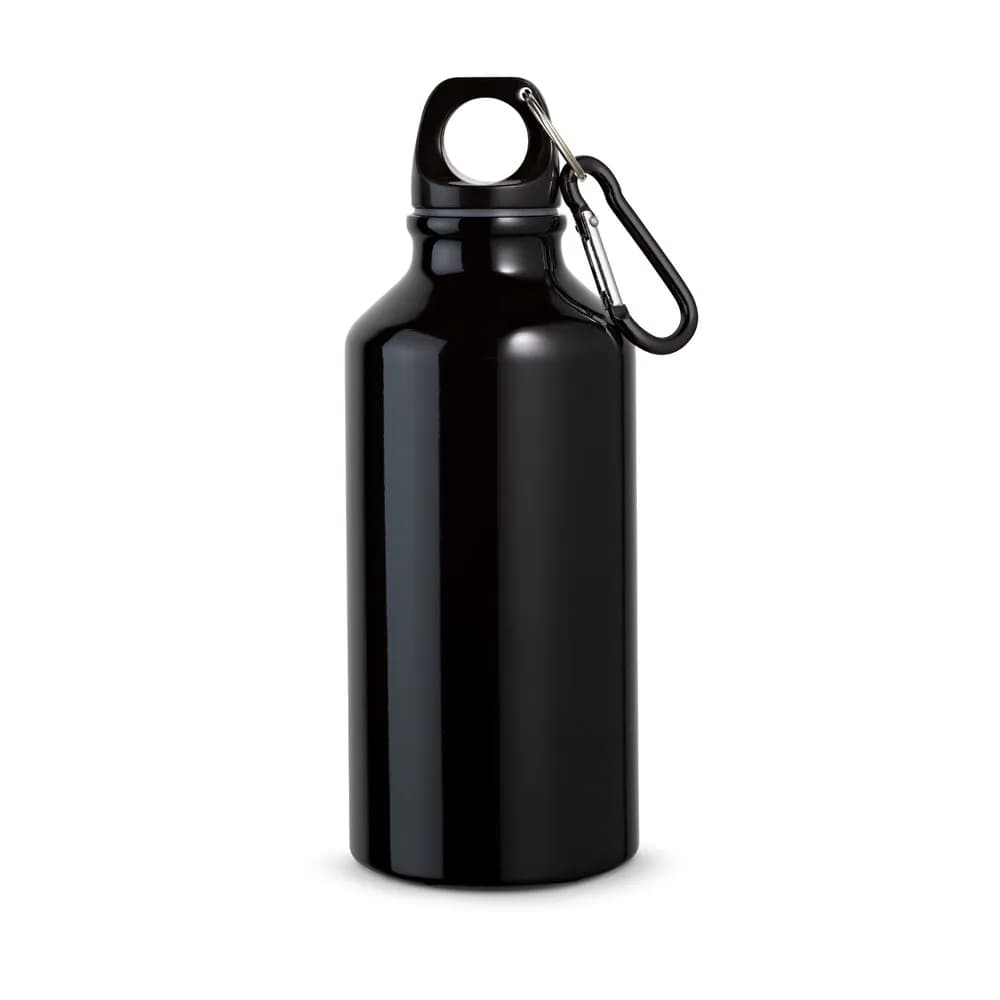 Aluminium-Sportflasche mit Karabiner 400 ml - LANDSCAPE S - Schwarz