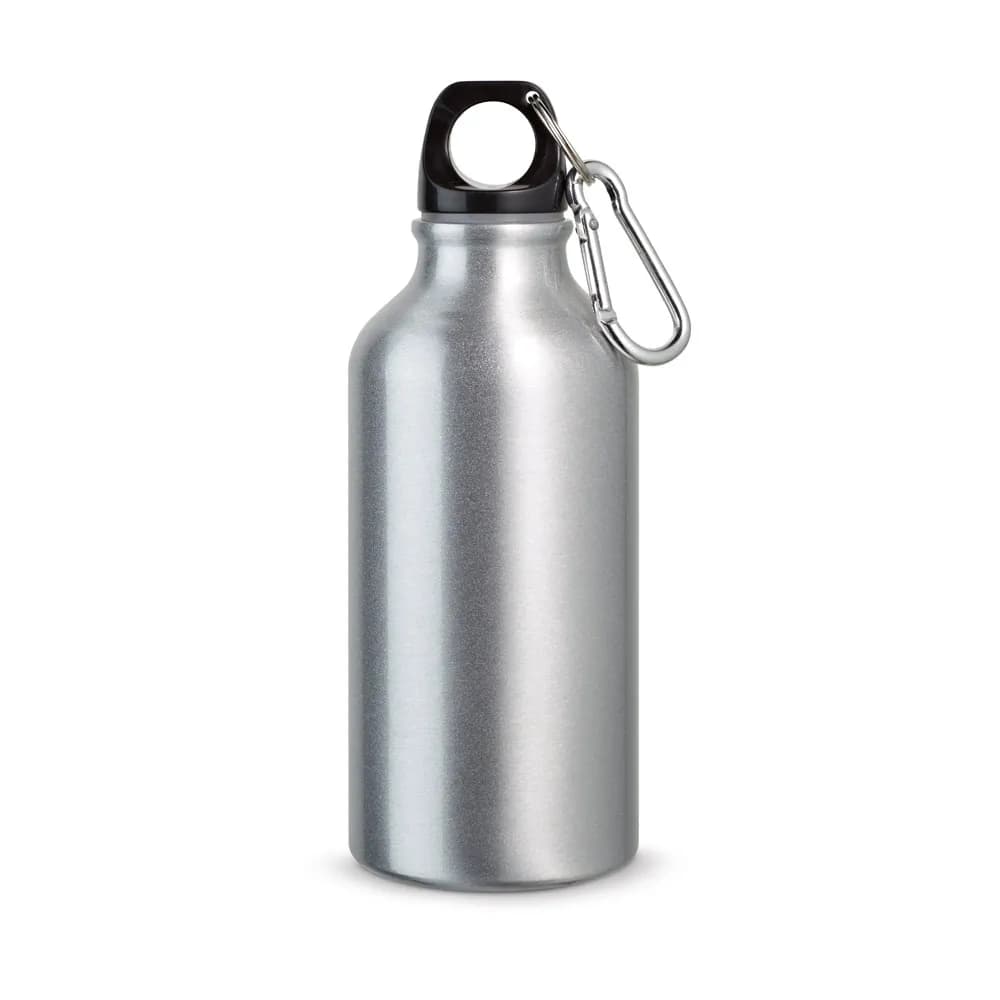 Aluminium-Sportflasche mit Karabiner 400 ml - LANDSCAPE S - Satinsilber