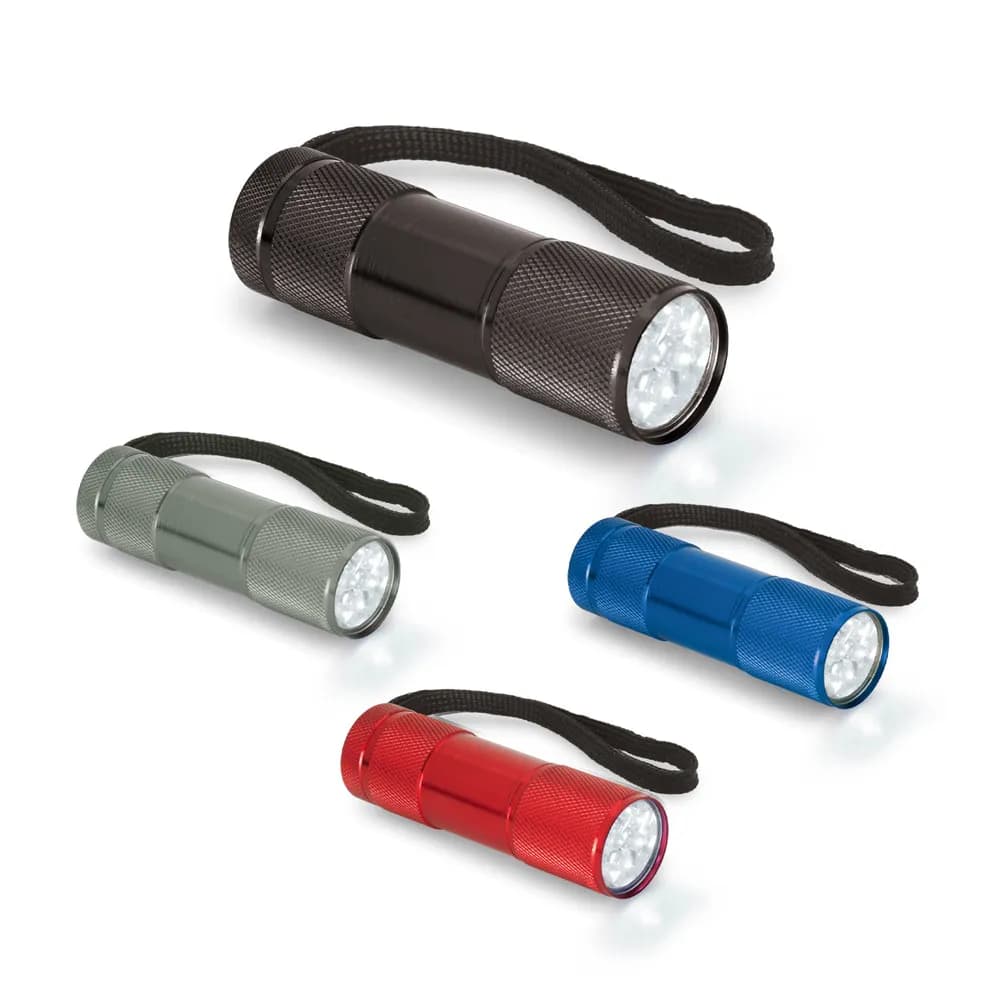 Taschenlampe aus Aluminium mit 9-LEDs - FLASHY - Schwarz