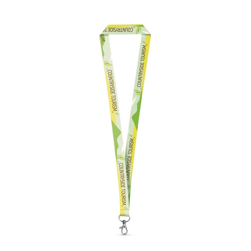 SET Lanyard SUBLIMATION Long II (20 mm) aus recyceltem Polyester (100% rPET) mit 20 mm Schnappkarabiner - WINDSOR - Weiß