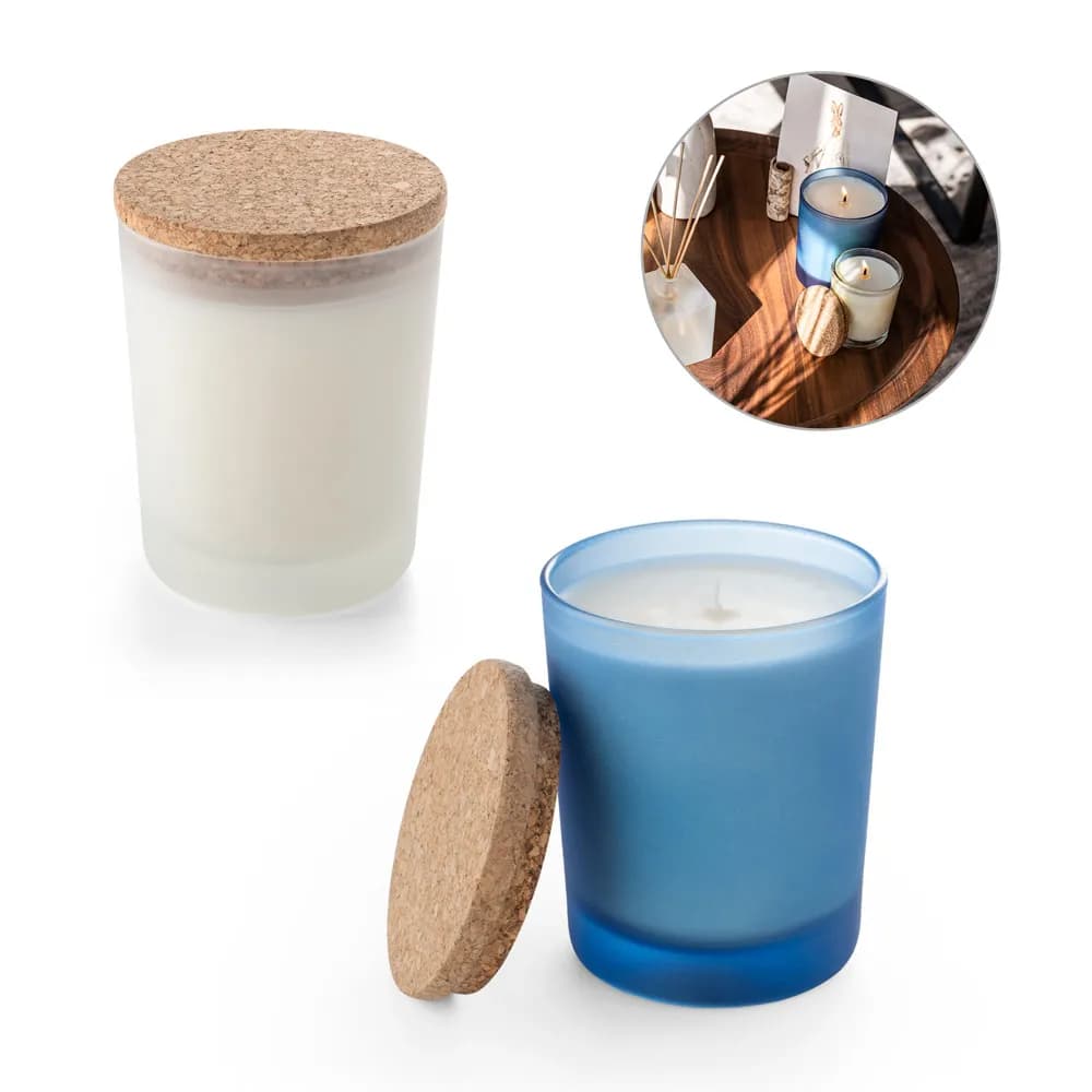 Aromatische Kerze in Glasbecher mit cork 180 g - DUVAL - Blau