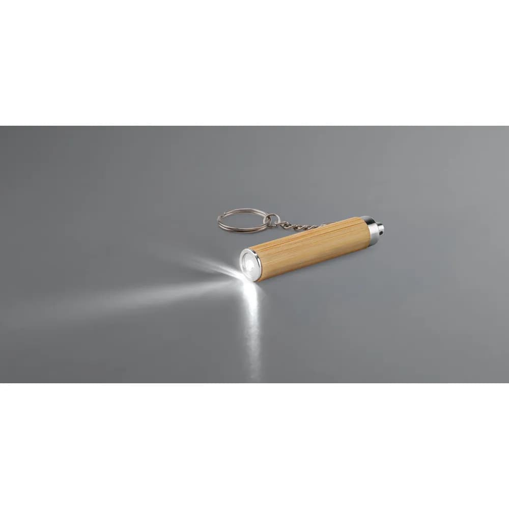 Schlüsselanhänger aus Bambus und ABS mit LED-Taschenlampe - RACHEL - Natur