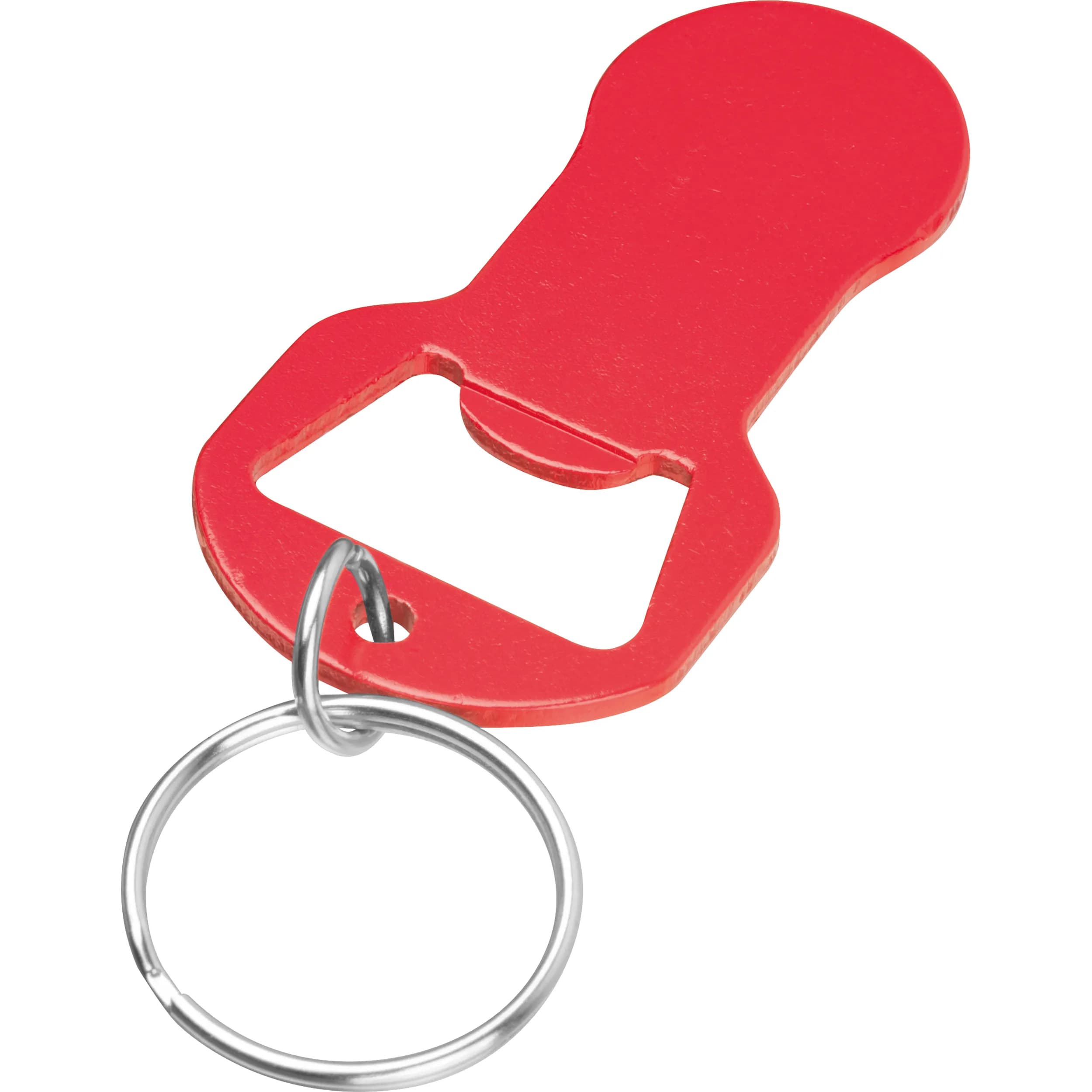 Recycelter Alu Schlüsselanhänger mit Einkaufswagenlöser und Flaschenöffner OLIVER - rot