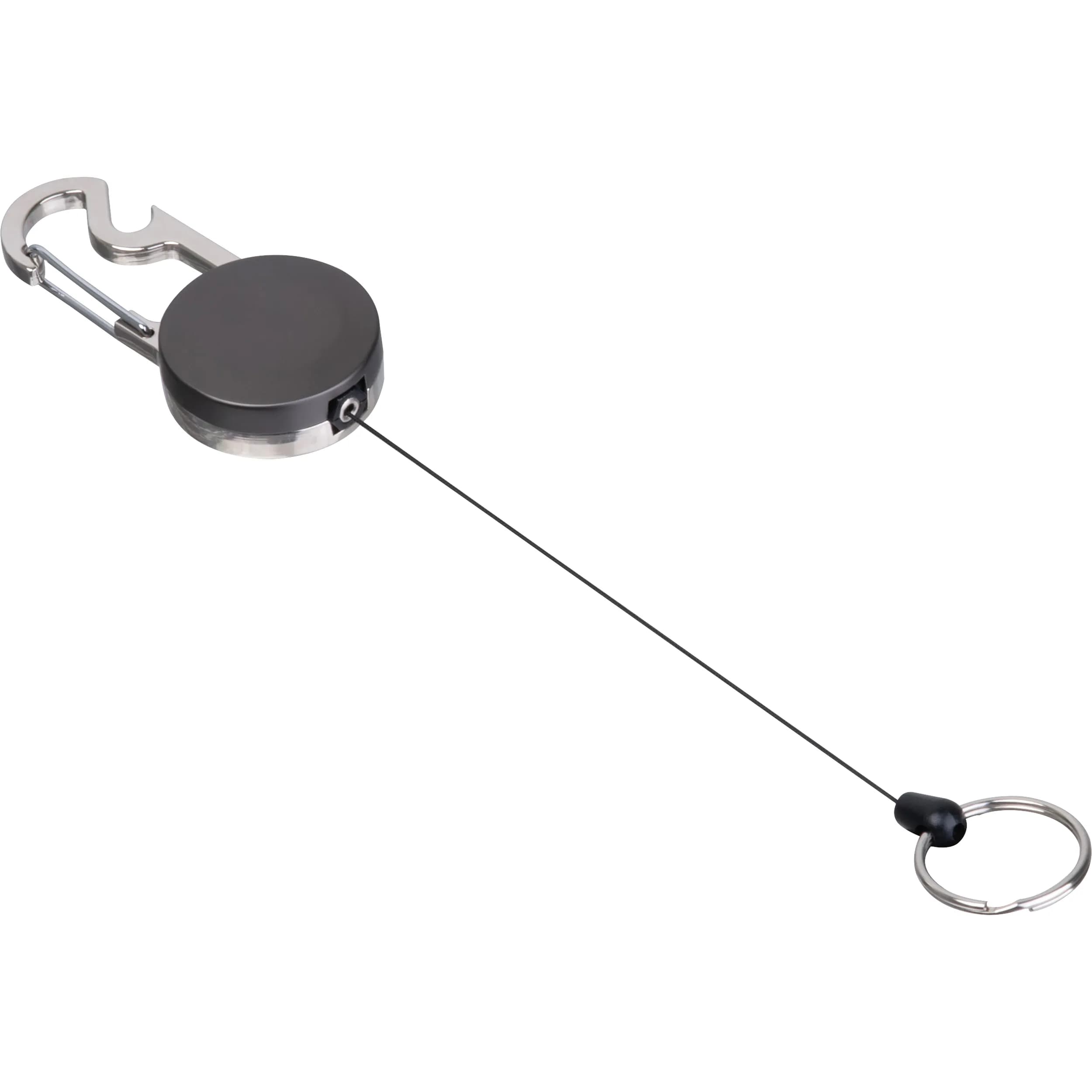 Ausziehbarer Schlüsselanhänger mit Karabiner aus Metall PEGGY - schwarz