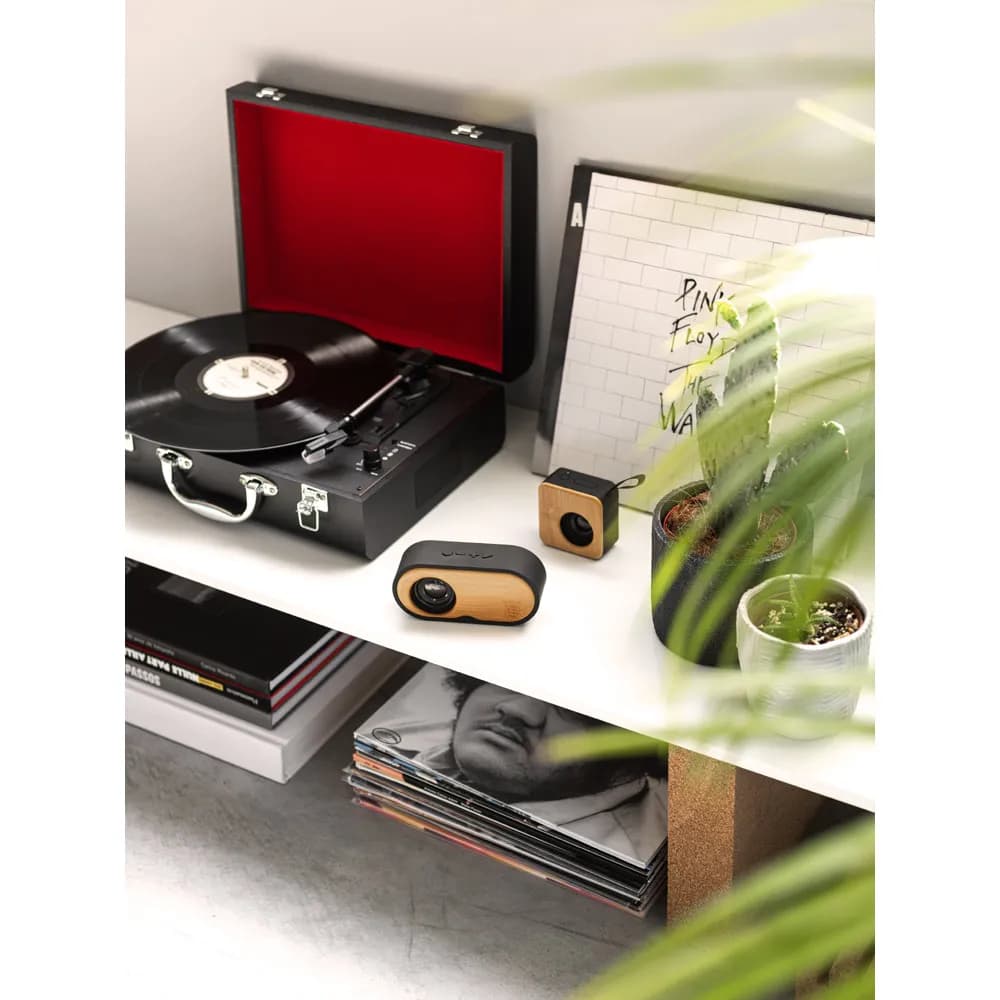 Lautsprecher 3W mit 4 Stunden Akkulaufzeit aus Recyceltes ABS (100% rABS) und Bambus - MAYER - Schwarz