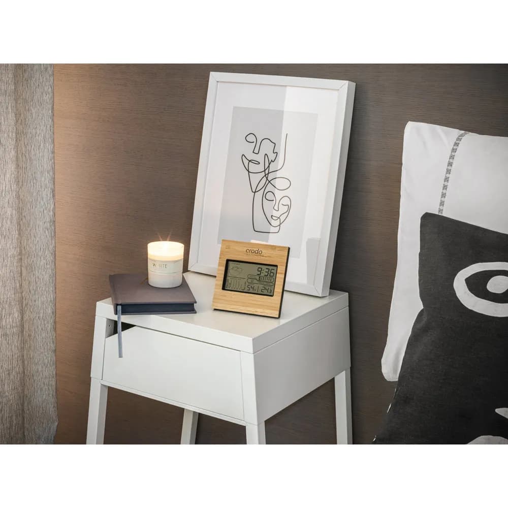 Tischwetterstation mit LCD-Bildschirm aus ABS und Bambus - BROMLEY - Schwarz