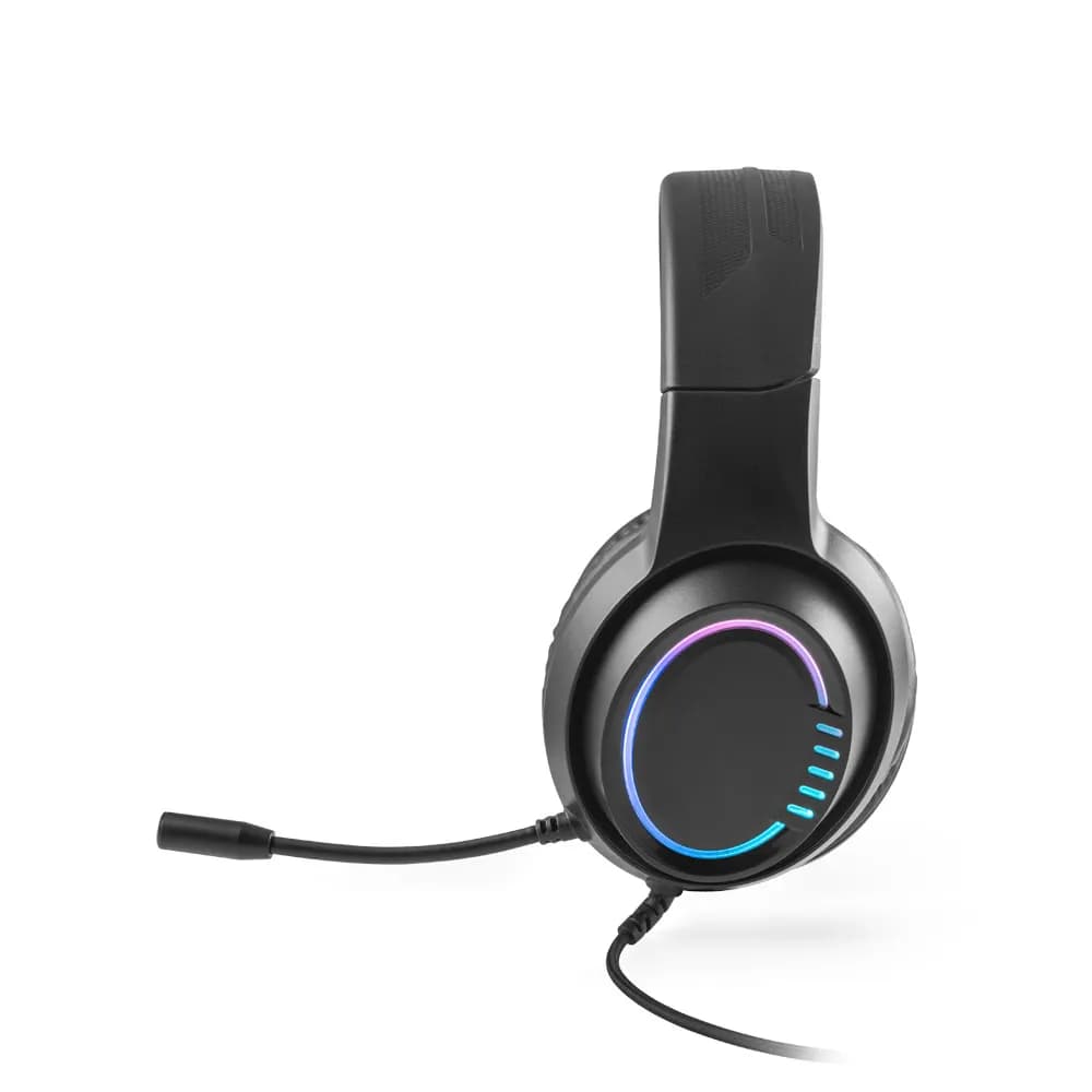 Gaming-Kopfhörer mit 2 m Kabel, Mikrofon und RGB-LED-Leuchten aus ABS - Thorne Headset RGB - Schwarz