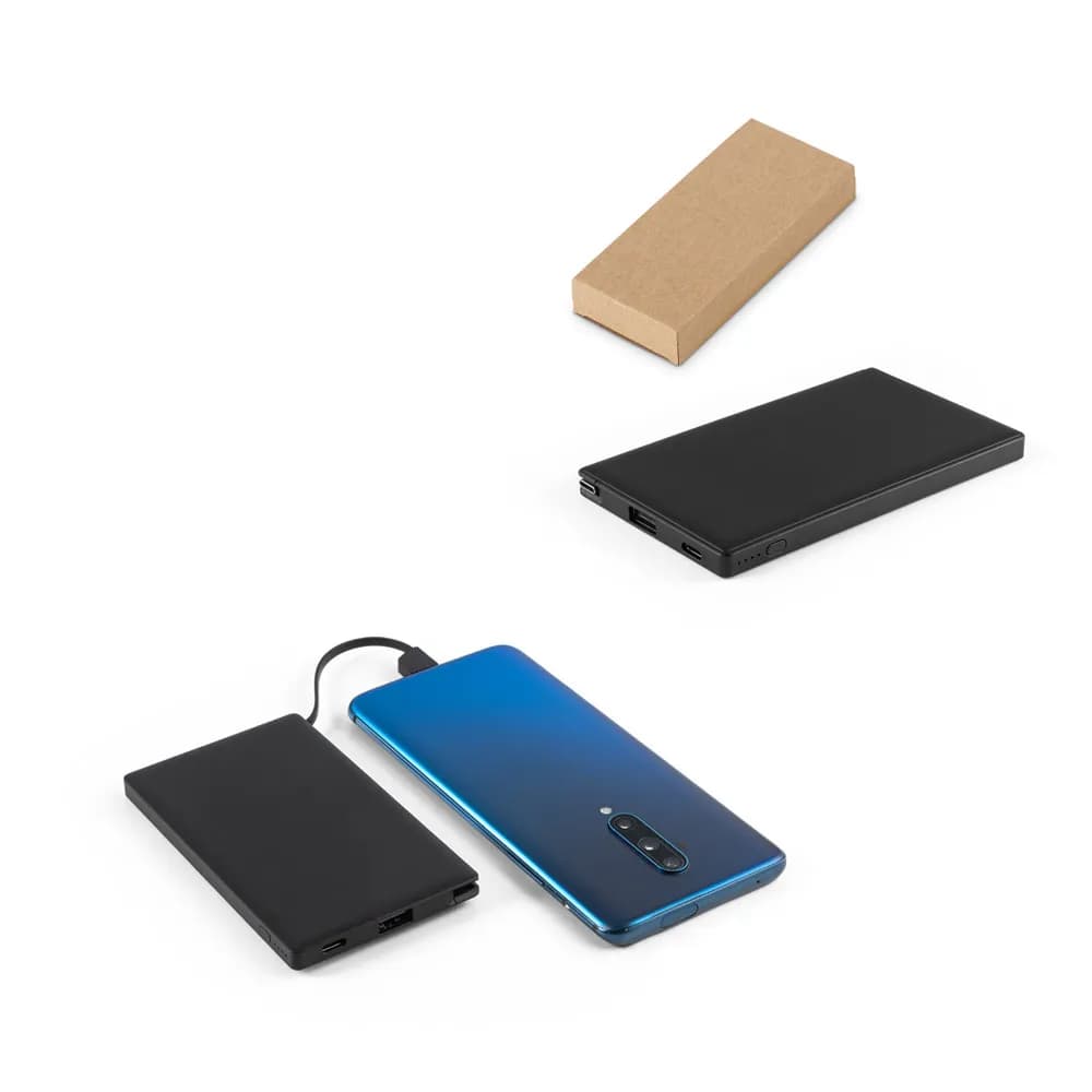 Powerbank 4000 mAh aus Recyceltes ABS (100% rABS) - WIGNER - Schwarz