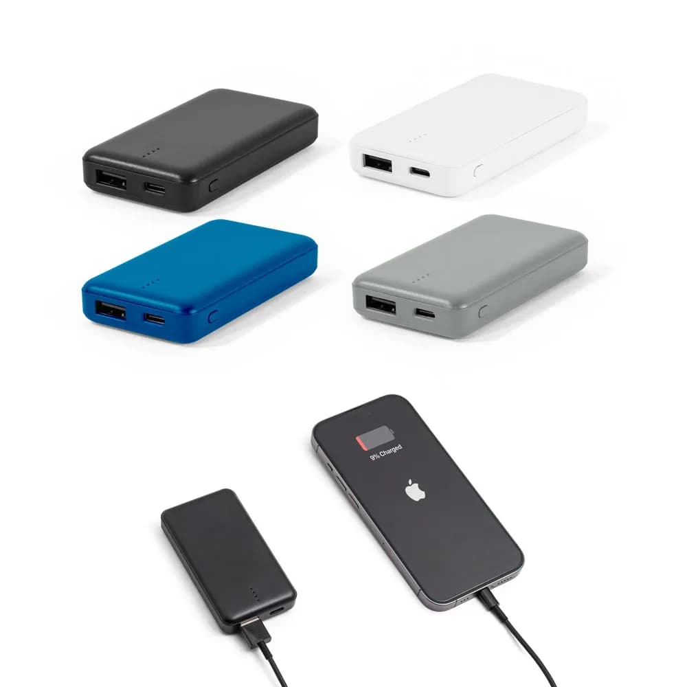 Powerbank 4000 mAh bei recyceltem ABS (100% rABS) - SHERYL - Schwarz