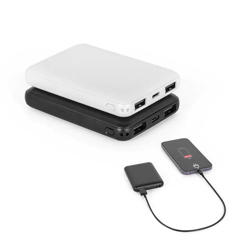 Powerbank 5000 mAh aus recyceltem ABS (100% rABS) - LEAKEY 5 - Schwarz